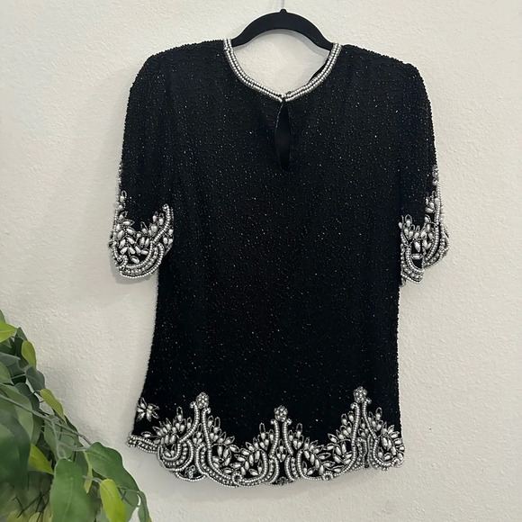 Laurence Cazar party top silk stunning night elegant classy look Sz L - Picture 3 of 7